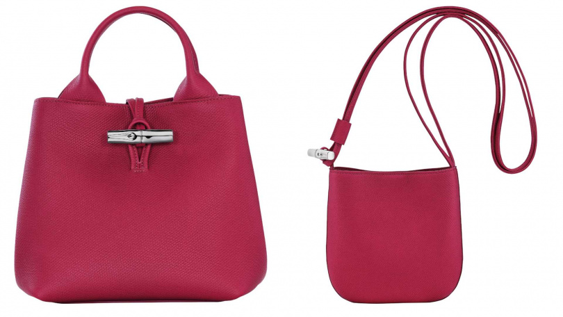 LONGCHAMP LE ROSEAU 系列 手提包XS (甜菜根紫色)／23,500元，斜背袋 S (甜菜根紫色)／15,400元。（圖／品牌提供）