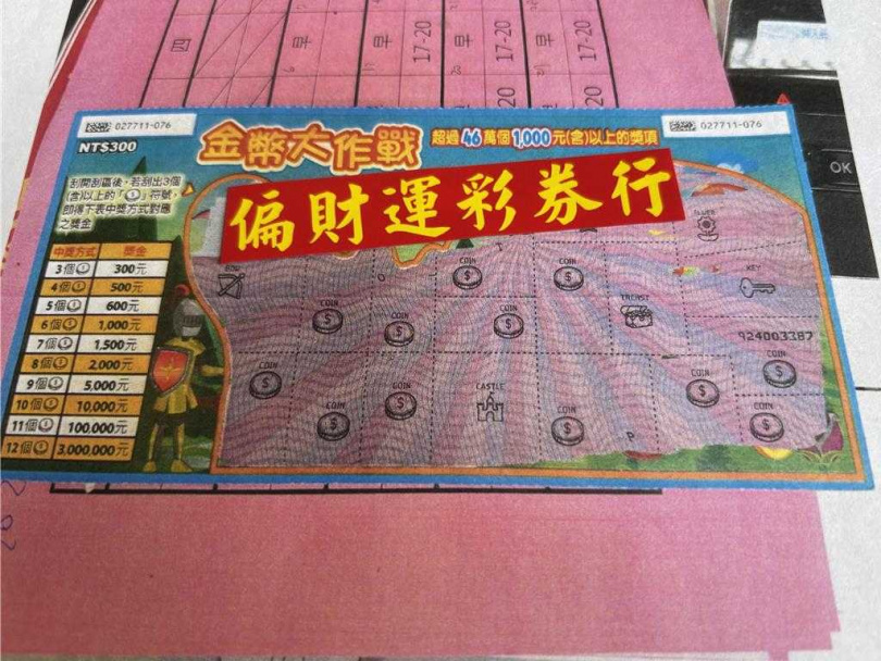 &nbsp;台中市北屯偏財運彩券行1月31日深夜開出300萬元大獎。（圖／全成社會福利基金會）