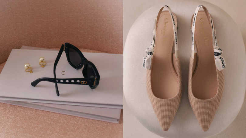 VeryDior S2F太陽眼鏡／17,500元，J'Adior粉色高跟鞋／35,000元（圖／品牌提供）