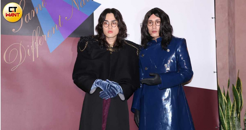 鶴The Crane(左)邀請好友黃宣出席發片記者會。(圖/焦正德攝)