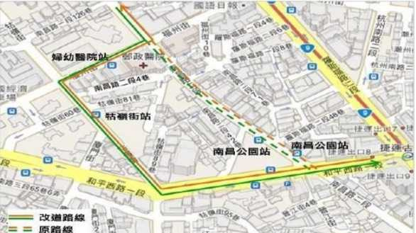 公車改道路線。(圖/翻攝畫面)