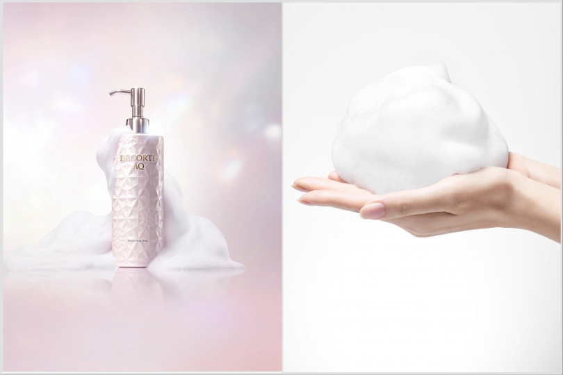 黛珂 AQ 煥妍潤澤沐浴乳 350mL/1,800元,以頂級精華液質地為疲憊肌膚帶來儀式感的開場。圖/品牌提供)