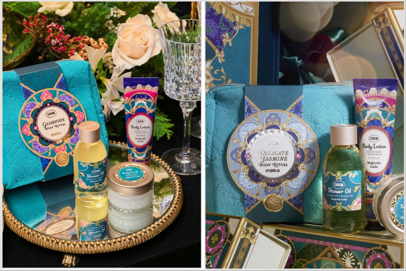 SABON明星三部曲禮盒(流光夜宴限定包裝)/1,980元。華麗節慶包裝,讓香氣成為冬夜最溫暖的光。圖/品牌提供)