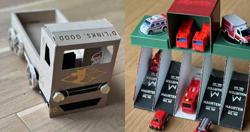 林志玲先前才用紙箱替兒子做了「卡車」和「跑道」，巧手被全網大讚。（圖／翻攝自林志玲Instagram）