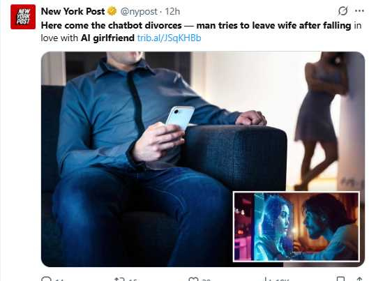 江男妻子多次抱怨丈夫沉迷手機,最終震驚聽到離婚要求。(圖/翻攝自X,@nypost)