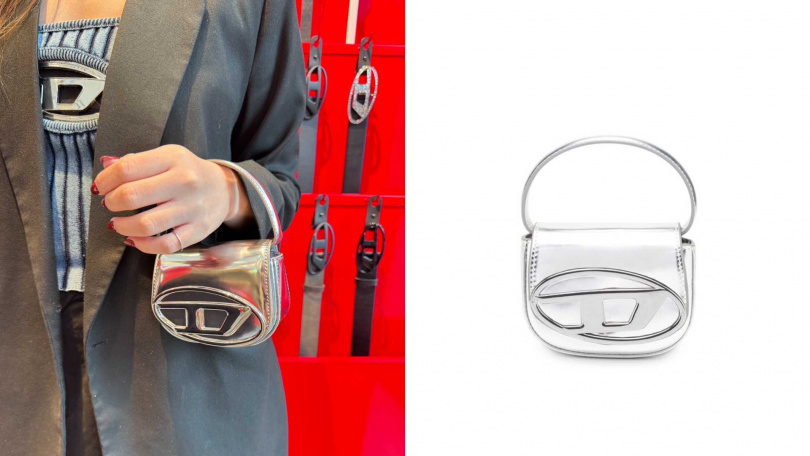 DIESEL銀色LOGO小包／19,500元（圖／記者拍攝，品牌提供）