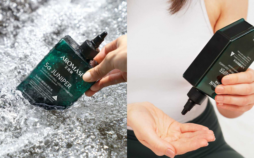 溫和潔淨是頭皮養護的重要關鍵，洗髮第一步建議使用流動性佳的頭皮淨化液-「艾瑪絲5α捷利爾頭皮淨化液」進行適當的溫和深層潔淨。（圖／品牌提供）