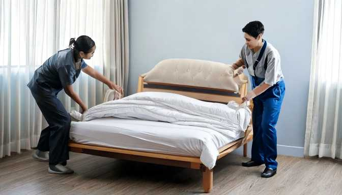 林建和疑似因貪小便宜，將宿舍中所配備的全套雙人床組佔為己用，並透過搬家公司將床組贈給居住在中部的女性密友，只為討其歡心。（圖／AI生成）