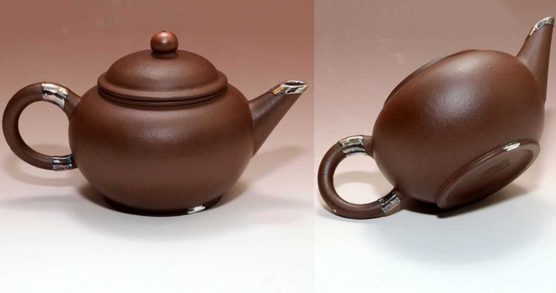 西安柴桂寧將斷成數截的壺把與破損的壺底與壺嘴完整修復。（圖╱吳德亮攝）