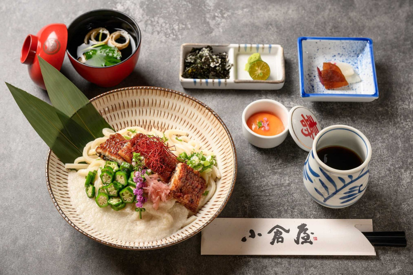 「鰻魚山藥冷烏龍定食」採用武藏野烏龍麵，是自日本江戶時代以來在武藏野高原傳承下來的當地美食。（560元，圖／小倉屋提供）