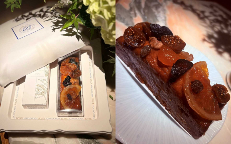 VOÔDÔOMÔI × SEASON Artisan Pâtissier聯名香氛甜點禮盒／1,180元 內含好魔喚醒高級香水護手霜乙條(玫瑰、青檸或桂花三選一)+迷你滿爆水果焦糖磅蛋糕乙份。（圖／吳雅鈴攝）