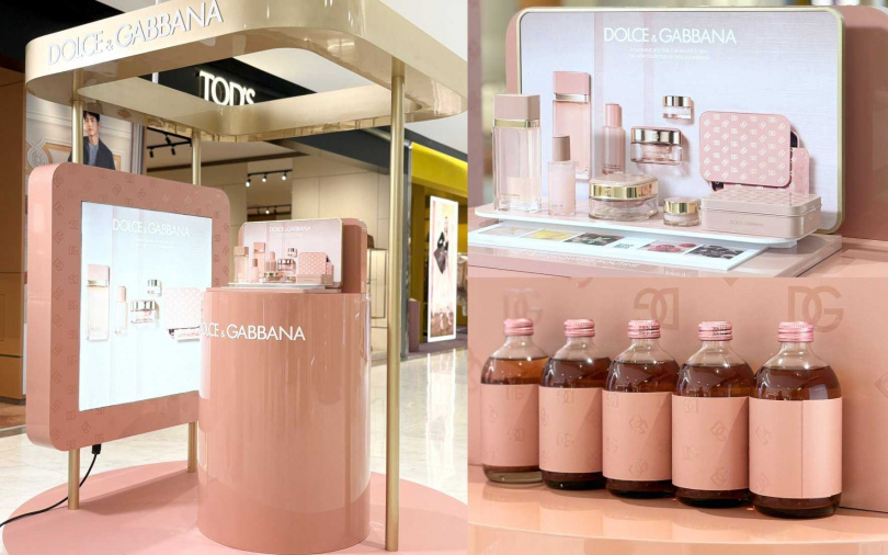 Dolce&Gabbana Beauty親膚系保養系列，正在忠孝SOGO舉辦「Glow-Bounce JUICE BAR義式粉嫩發光吧」快閃活動，現場不僅可以試用到所有產品，還有超讚的打卡禮、消費禮可以拿喔。（圖／吳雅鈴攝）