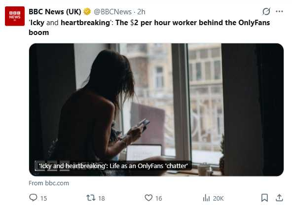 受訪菲律賓女子表示，自己曾以時薪約新台幣63元從事代聊工作。（圖／翻攝自X，@BBCNews）