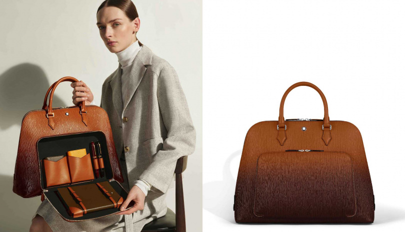 MONTBLANC Writing Traveler手袋Corteccia墨暈皮革／110,100元（圖／品牌提供）