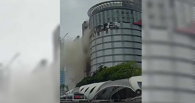 有民眾錄下了台中新光三越「氣爆的瞬間」。（圖／翻攝Threads）