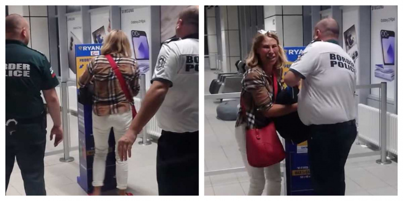 多名邊境警察在場監看，女子苦求登機未果，最終遭拒。（圖／翻攝自X）