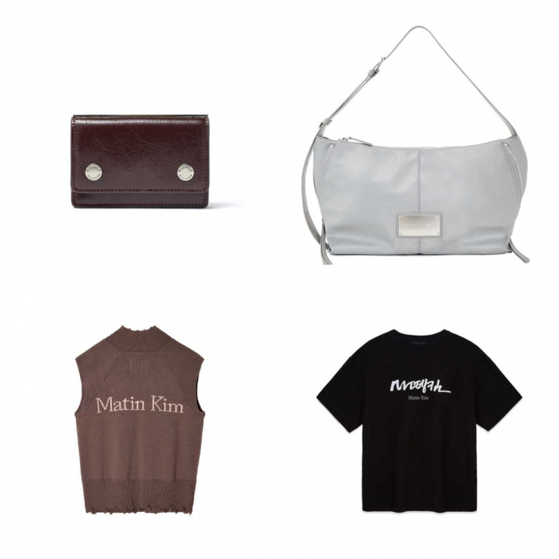口袋迷你包/3890元,經典鐵牌側拉鍊飾肩背包/4490元,高領LOGO針織拉鍊背心/4490元,韓文元素LOGO上衣/1890元(圖/品牌提供)