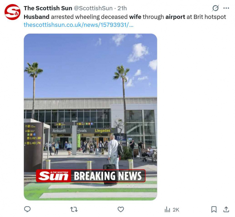 保全發現女子體溫異常、無呼吸後立刻通報，現場隨即進入緊急應變狀態。（圖／翻攝自X，@ScottishSun）