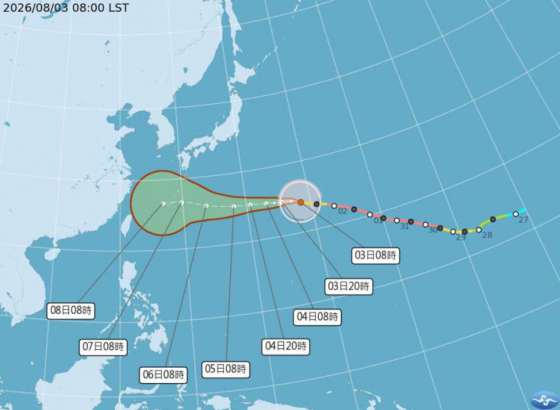 白海豚持續朝西北西移動。（圖／氣象署提供）