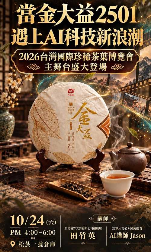 金大益2501三大茶席分享+AI專家做「一小時內學會自行製作泡茶短片」教學。(圖片提供/吳德亮)