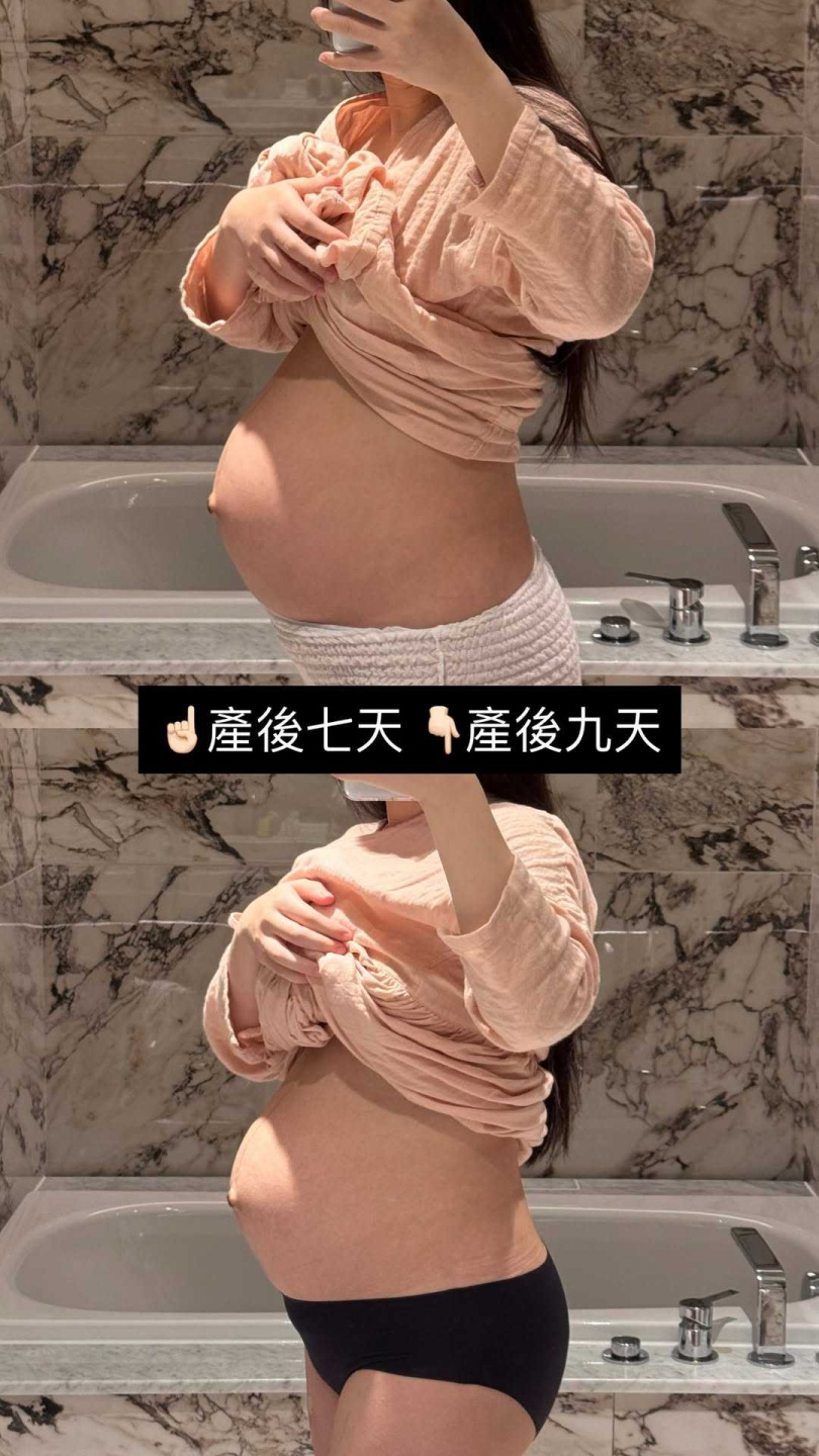 鄭家純分享產後的肚子,透露子宮恢復時間至少要6週。(圖/翻攝IG/@ili.cheng)