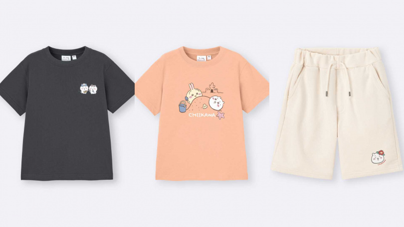 童裝印花T恤CHIIKAWA／390元，童裝及膝輕便短褲CHIIKAWA／490元（圖／品牌提供）