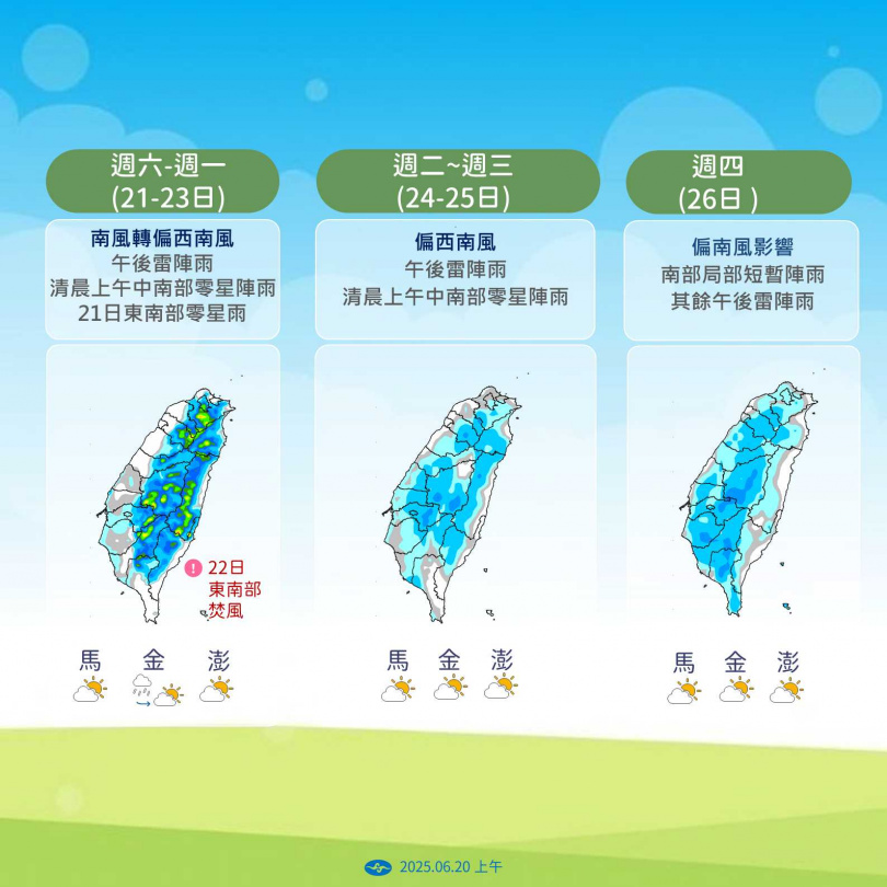 一周降雨趨勢。（圖／氣象署提供）