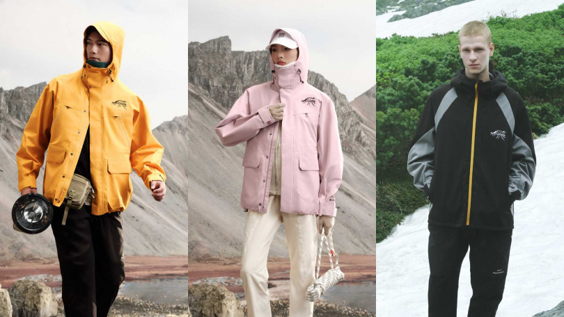澄黃色GORE-TEX三層防水科技工裝外套、冰紫粉GORE-TEX三層防水科技工裝外套 、男士防風保暖外套(圖/品牌提供)