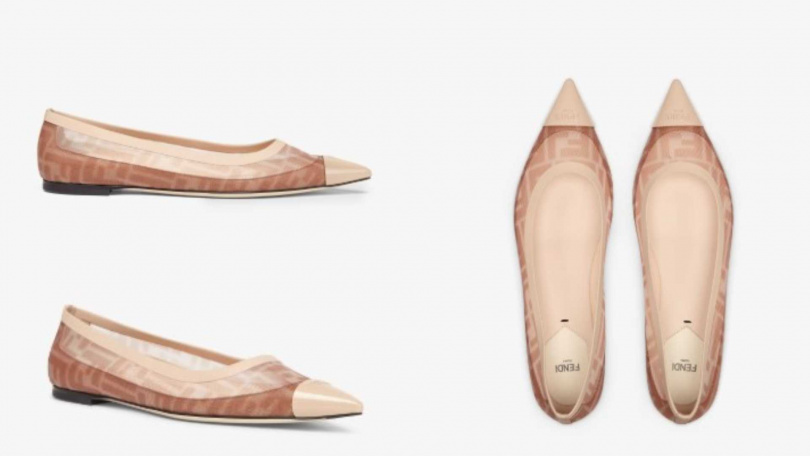 FENDI Colibrì尖頭芭蕾舞平底鞋／31,200（圖／品牌提供）