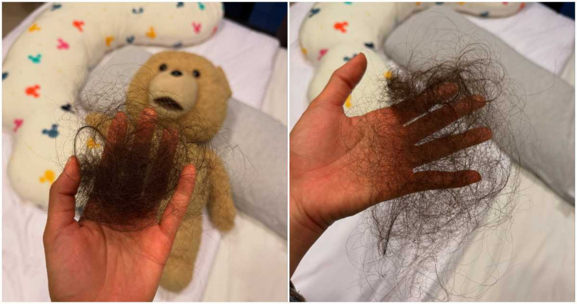 劉香慈去年7月喜迎寶貝女兒，晉升幸福3寶媽，不過她卻吐露，最近產後落髮達到高峰期，每每看到大把掉髮，都讓她怵目驚心。（圖／擷取自Facebook／劉香慈 Chantel Liu）