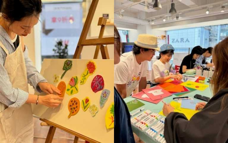 (左)UNIQLO特別邀請藝術家邱掇與陳薈茗 於 4 月 19 日舉辦親子與成人場專屬藝術工作坊，帶領民眾以畢卡索的畫風為靈感創作屬於自己的「和平之畫」。（圖／品牌提供）