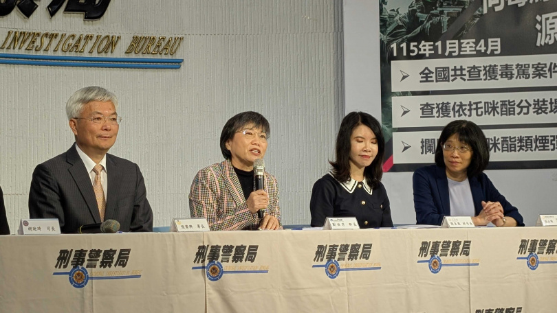 內政部長劉世芳19日出席刑事局記者會,向毒駕宣戰。(圖/翻攝畫面)