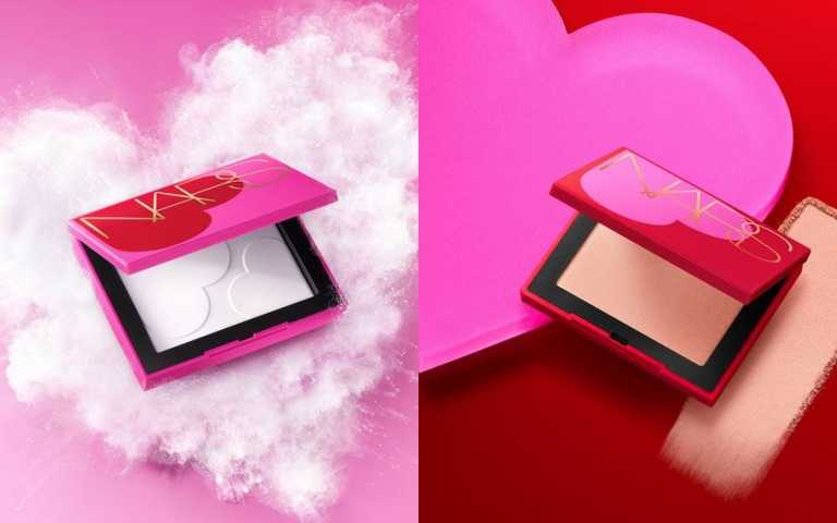 NARS小白餅裸光蜜粉餅#傾心愛慕限量版10g/1,600元  ；NARS炫色腮紅 傾心愛慕限量版4.8g/1400元。（圖／品牌提供）
