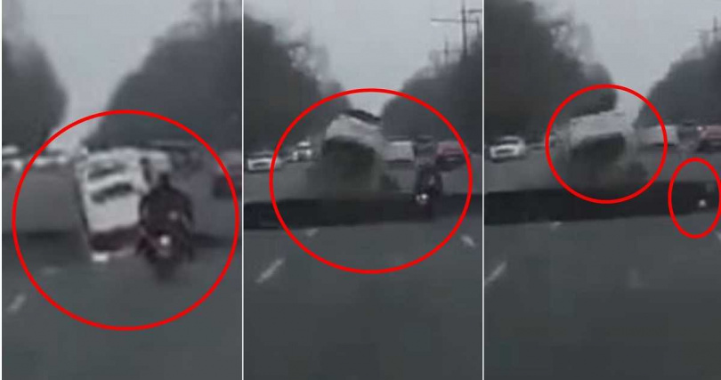 朴姓機車騎士墜落天坑內死亡，汽車駕駛僅受輕傷送醫治療。（圖／翻攝自X／MKII_L）