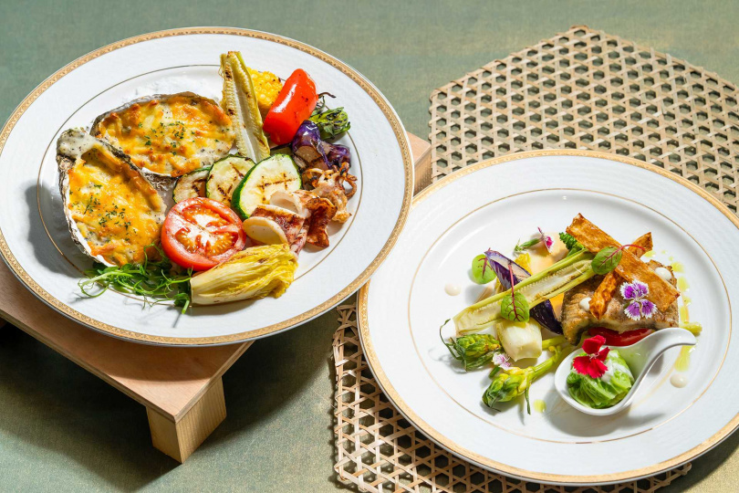 甘粹餐廳父親節檔期推出「爸氣鰻滿．一起蠔好」限定主菜，兩款主菜皆為1,280元＋10%。（圖／台南老爺行旅提供）