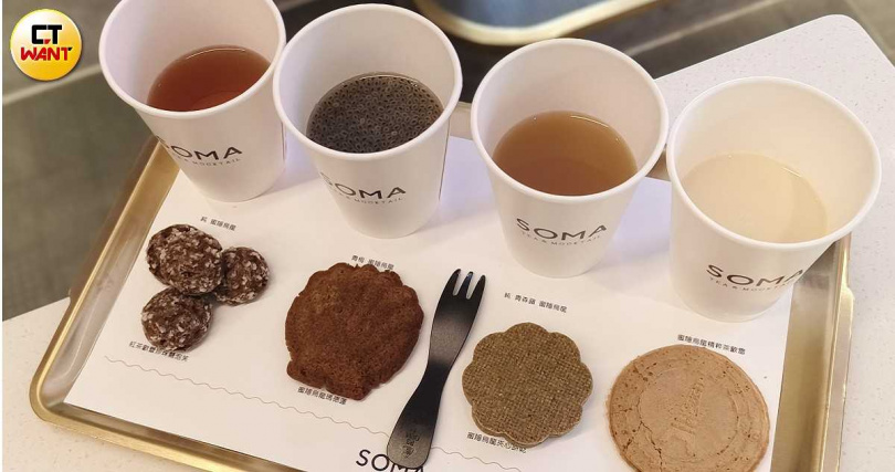 「蜜隱烏龍」4款飲品依據各自風味有搭配點心的Tea pairing建議。（圖／魏妤靜攝）