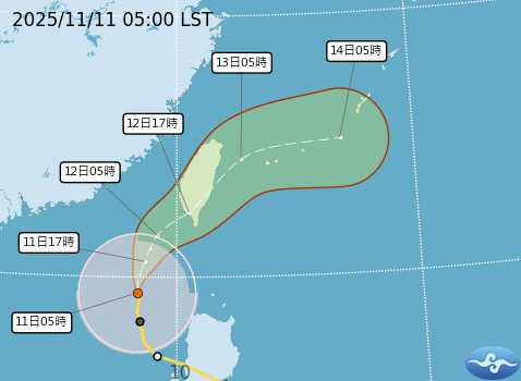 「鳳凰」颱風路徑潛勢預報。（圖／中央氣象署）