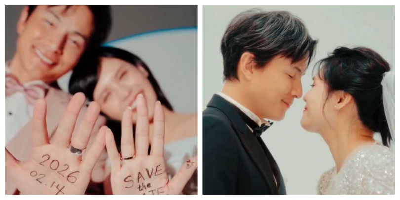 婚紗照中畫作由夏宇童親手繪製，描繪她、孫協志與狗女兒Nini的天倫畫面。（圖／翻攝自Instagram／sha_ariel）