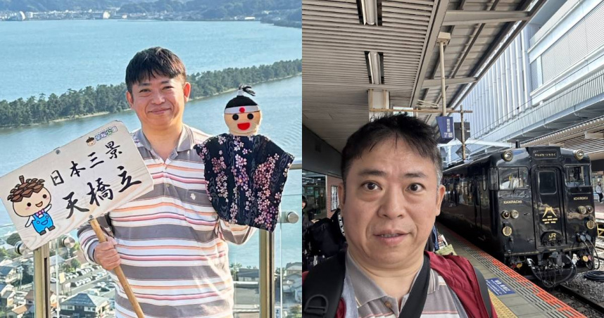 吉岡桃太郎笑稱搭捷運太方便，讓他懒得走路了。（圖／擷取自臉書粉絲專頁「吉岡桃太郎の台灣日本逗有趣」）