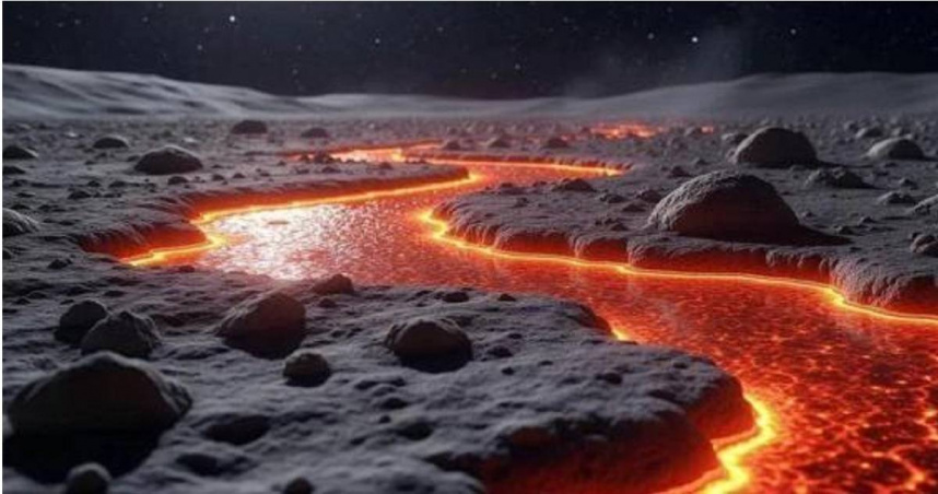 研究團隊提供的月球「晚年」火山活動想像圖。（圖／翻攝自《中國新聞網》）