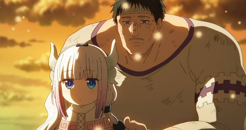 《小林家的龍女僕》電影版劇情將圍繞在康娜（左）與親生父親奇慕卡姆伊（右）的重逢與對立。（圖／采昌國際多媒體提供）