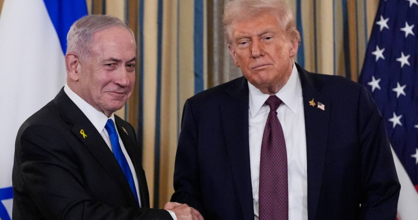 美國總統川普（右）提出的20點加薩和平計畫。（圖／達志／美聯社）