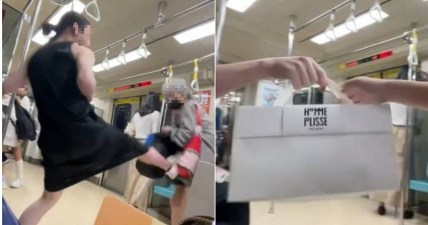 北捷優先席有老婦逼讓座動手攻擊，不料竟遭年輕人反擊踹飛。（圖／翻攝自Threads＠queen7_910）