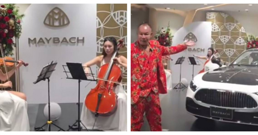 「吊車大王」胡漢龑賞車現場氣氛熱烈，當場下訂千萬級豪車。（圖／翻攝自啟德機械起重工程-股公司  臉書）