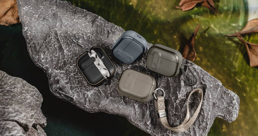 Skin 耳機保護殼：採用加厚彈性 TPU 材質，提供可靠防護與舒適手感。提供五種配色，並附帶可拆式登山扣，方便攜帶（圖／MAGEASY 提供）。