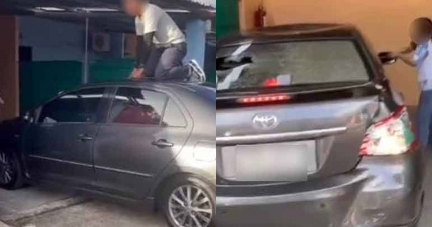 外遇男女的另一半聯手在汽車旅館門口抓姦。（圖／翻攝自khaosod）