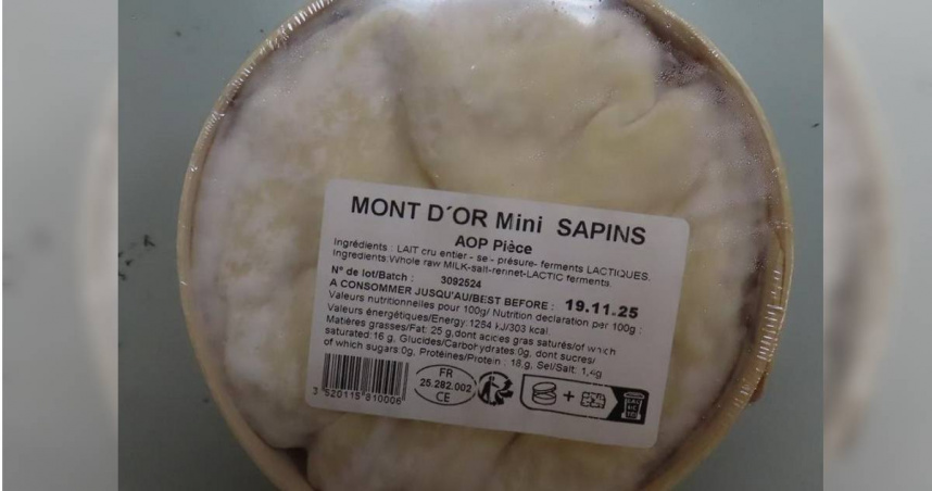 食藥署今天（25）公布最新邊境查驗食品不合格名單，2批法國進口乾酪檢出大腸桿菌超標逾十倍，共36公斤產品需在邊境全部退運或銷毀。（圖／食藥署）