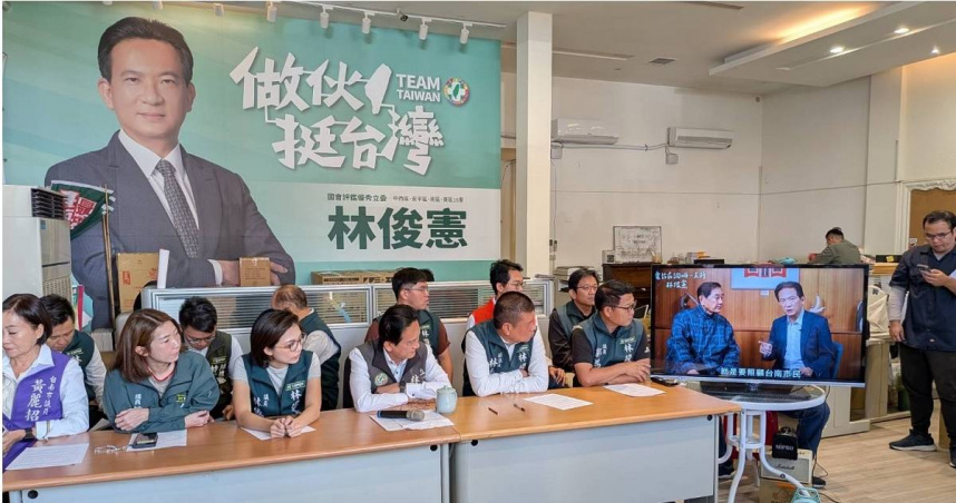 前台南縣長陳唐山透過影片呼籲台南民眾，在初選電話民調唯一支持立委林俊憲。（圖/林俊憲辦公室提供）