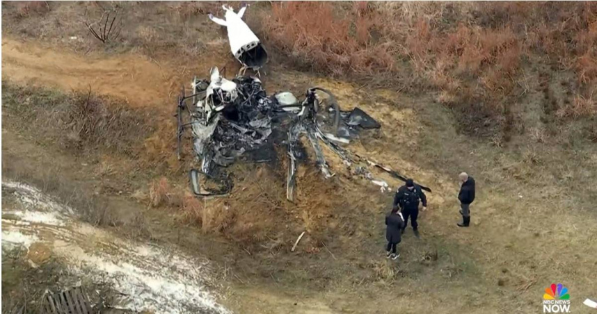 2架直升機於美東時間28日在紐澤西州（New Jersey）發生空中相撞事故，造成1人死亡、1人重傷。（圖／翻攝自NBC News）