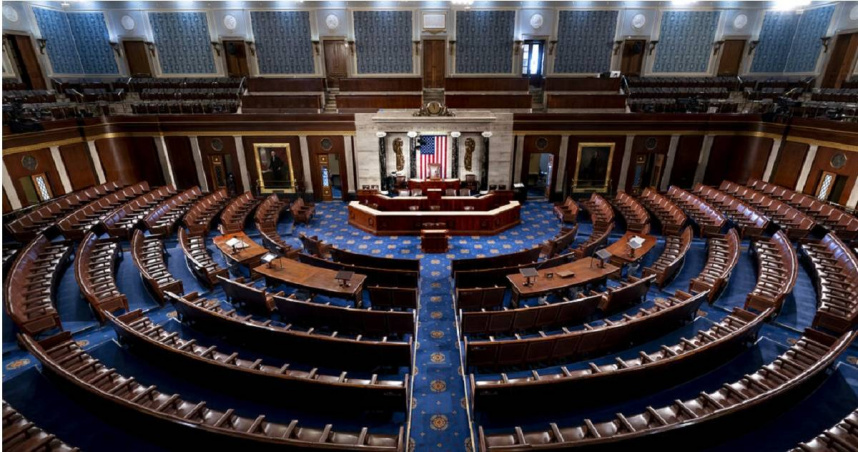 美國國會大廈眾議院議事廳。（圖／達志／美聯社）